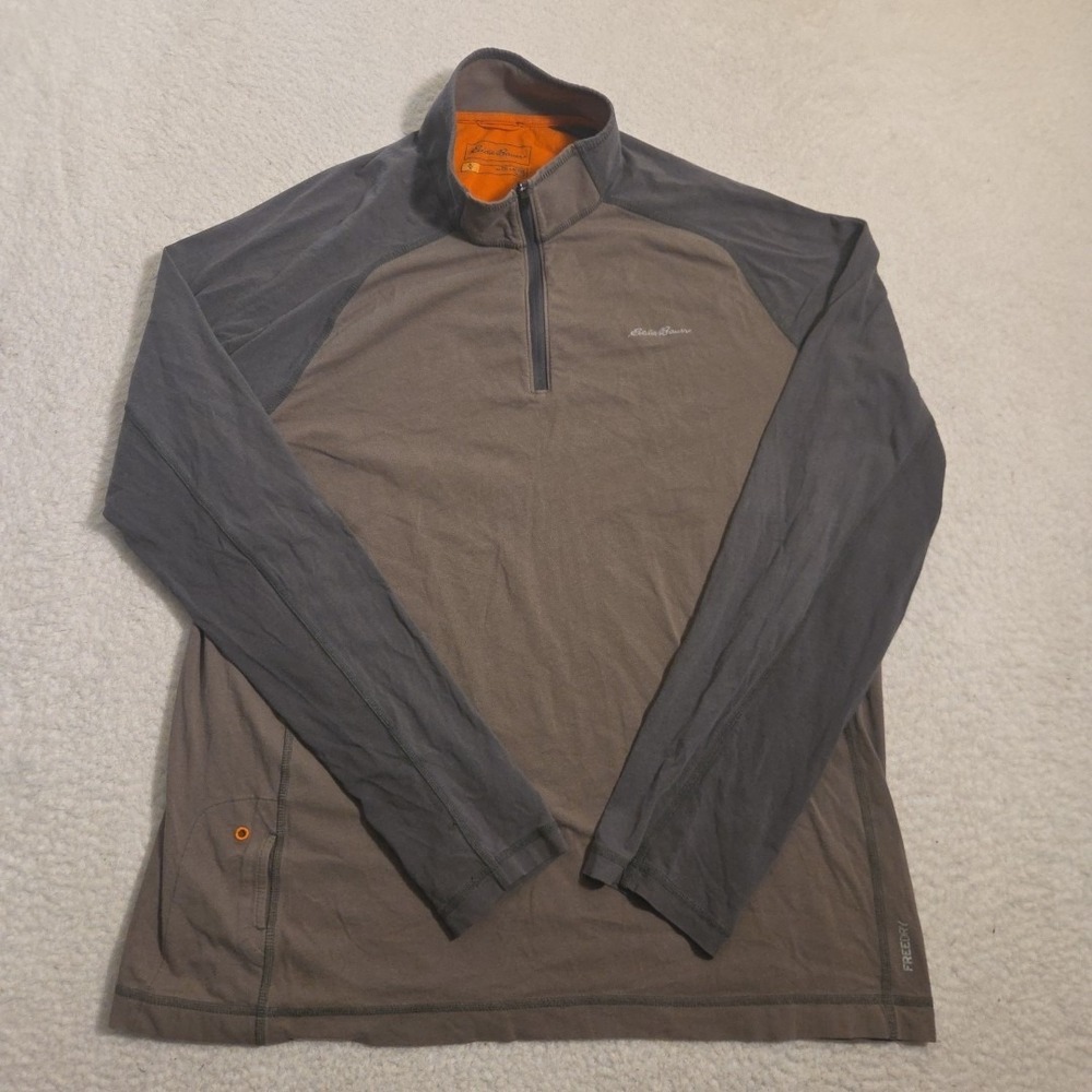 Eddie Bauer First Ascent Pullover‎ Mens XLT Green 1/4 Zip Long Sleeve Free Dry